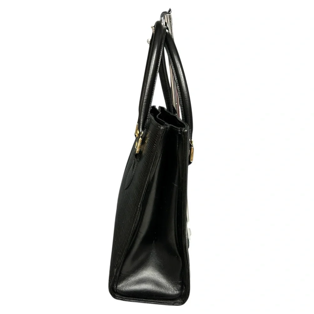 Vintage Black Epi Leather Structured Top Handle Bag Made in Canada Minimalist - Picture 3 of 17